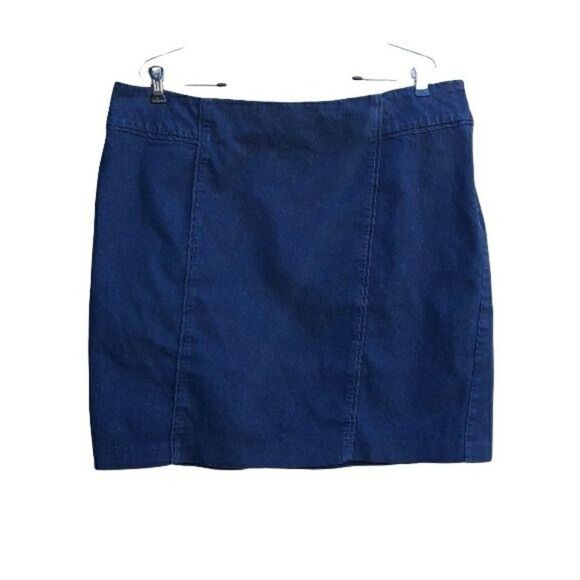 New York & Company Skirt Mini Jean Paneled Cotton Stretch Dark Wash Sz 18 - Picture 1 of 8